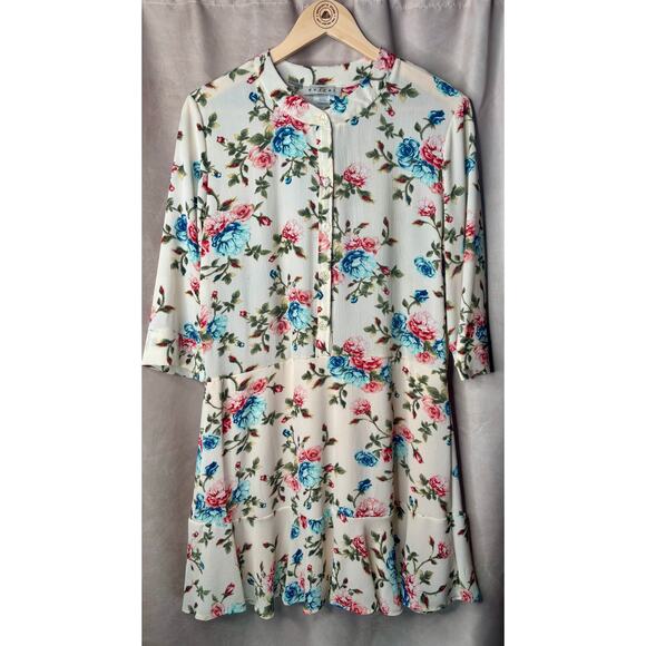Avital Long-Sleeve Floral Dress w/ Button Detailing Size Large - Picture 1 of 4